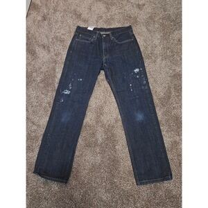 Levi's 514 Straight Fit Jeans‎ Men's 32x31 Denim Dark  Wash Distressed Excellent